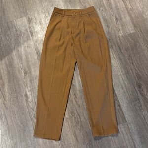 Cider High Waist Solid Tapered Trousers Brown Size XXS